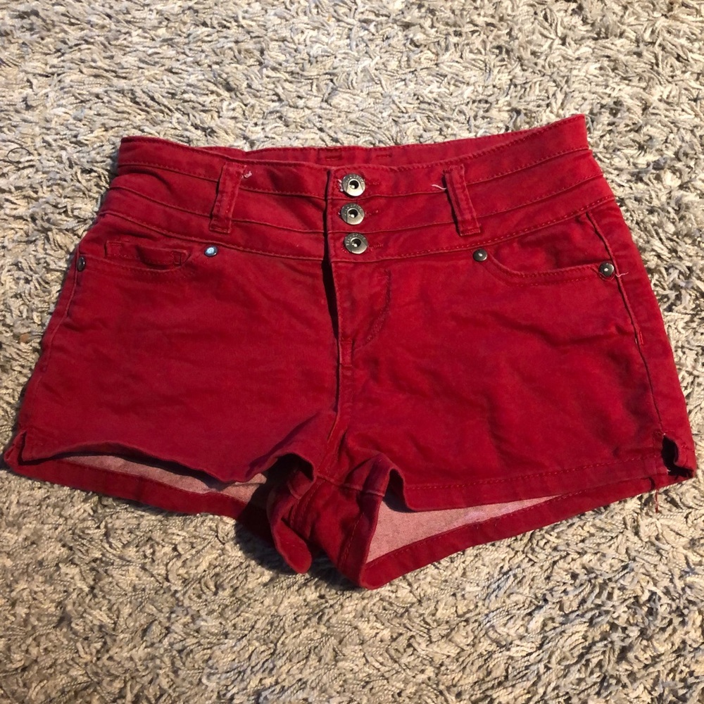 Cute bright red high waisted shorts